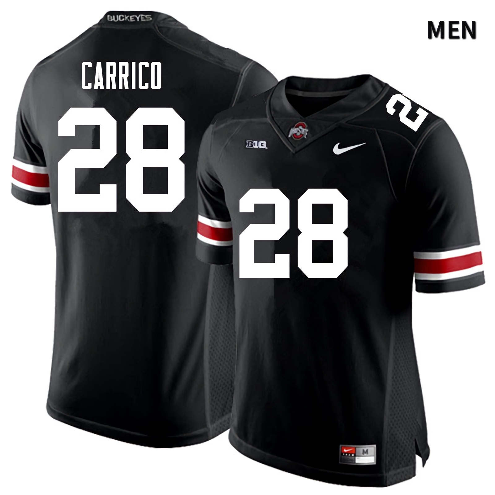 Reid Carrico Ohio State Buckeyes Men's NCAA #28 Black White Number College Stitched Football Jersey QHE5356MD